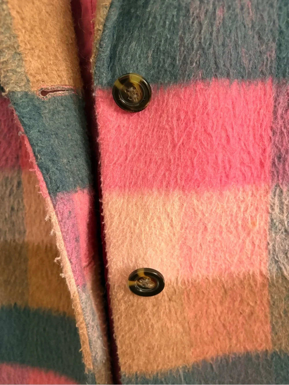 Ann Taylor Plaid Wool Blend Boucle Cocoon Coat- Size Large